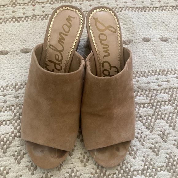Sam Edelman Tan Mules with Chunky Heel - Picture 3 of 6